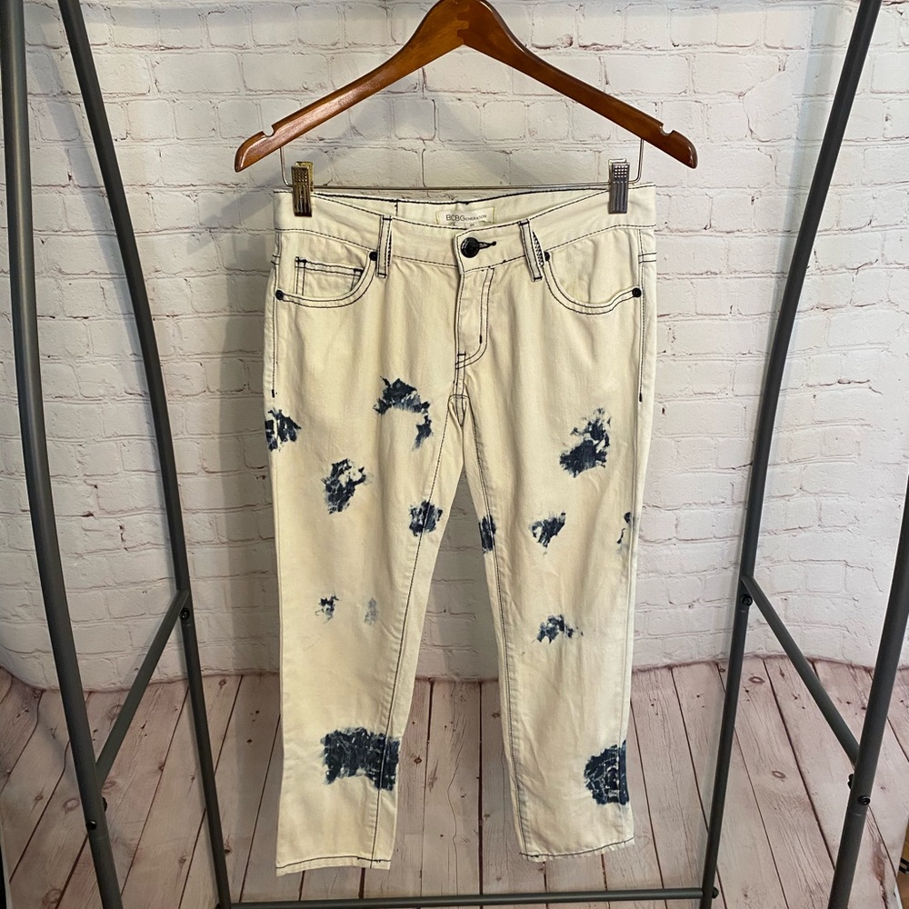 BCBG Generation white & blue acid wash jeans size 4